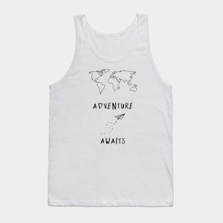 Adventure Awaits Map - Black Tank Top